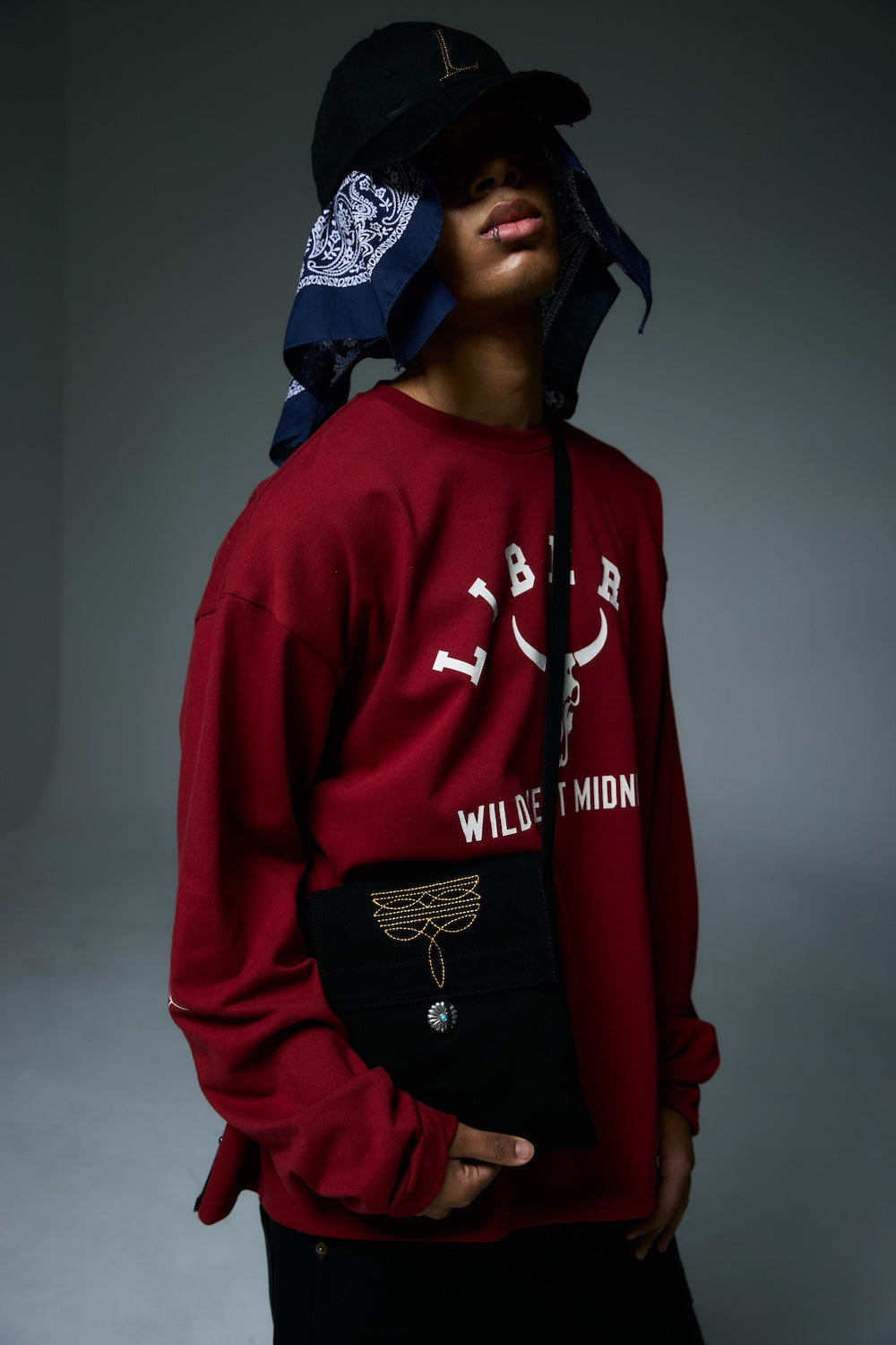 BISON BULL LONG SLEEVE T-SHIRTS / RED