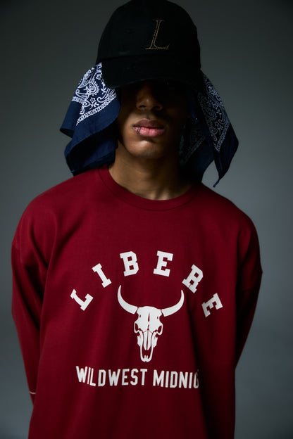 BISON BULL LONG SLEEVE T-SHIRTS / RED