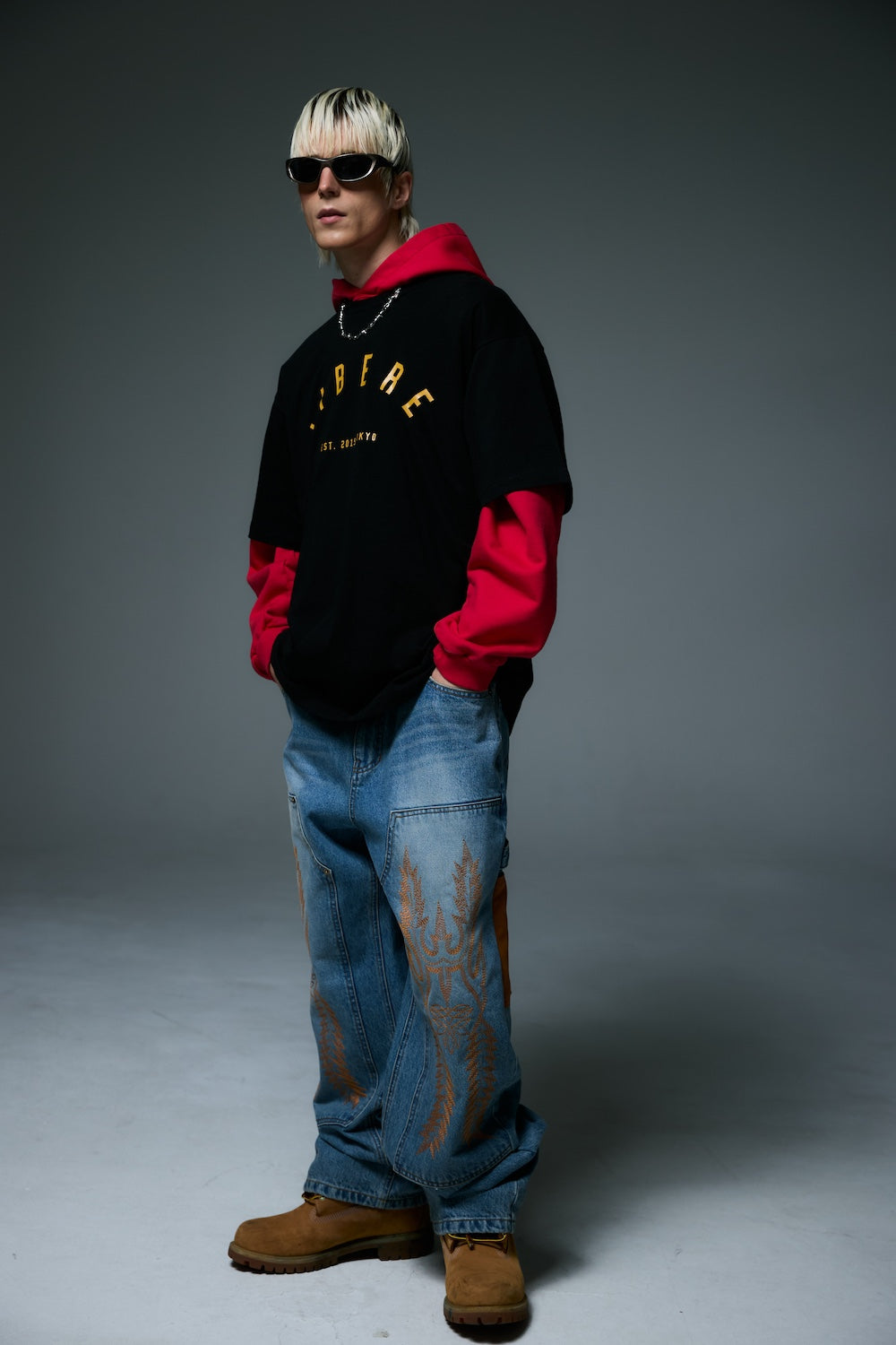 WESTERN DOUBLE KNEE DENIM PANTS / BLUE