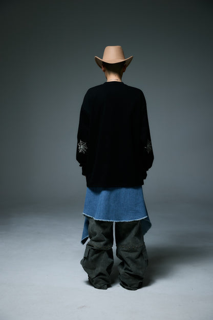 BISON BULL LONG SLEEVE T-SHIRTS / BLACK