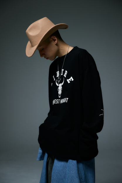 BISON BULL LONG SLEEVE T-SHIRTS / BLACK