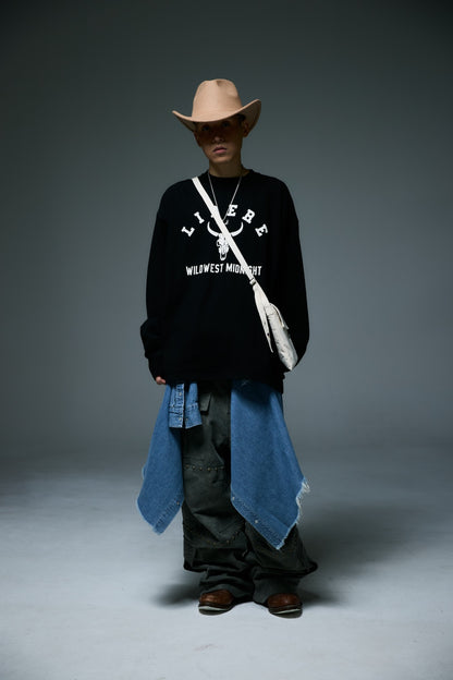 BISON BULL LONG SLEEVE T-SHIRTS / BLACK