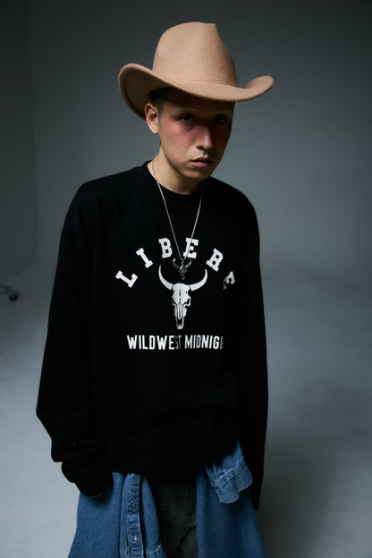 BISON BULL LONG SLEEVE T-SHIRTS / BLACK