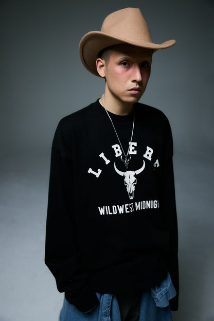 BISON BULL LONG SLEEVE T-SHIRTS / BLACK
