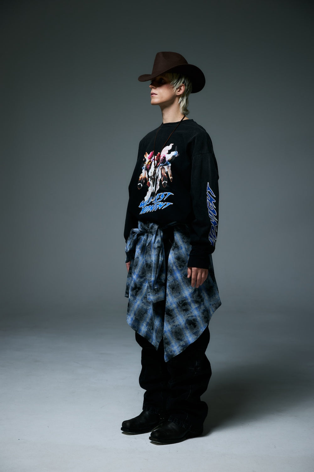 MIDNIGHT BISON LONG SLEEVE T-SHIRTS / BLACK