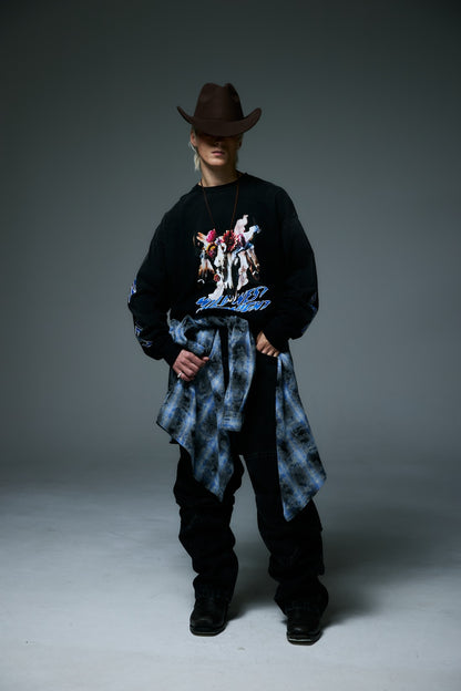 MIDNIGHT BISON LONG SLEEVE T-SHIRTS / BLACK