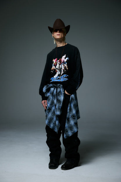MIDNIGHT BISON LONG SLEEVE T-SHIRTS / BLACK