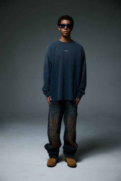 REFLECT LOGO LONG SLEEVE T-SHIRTS / NAVY