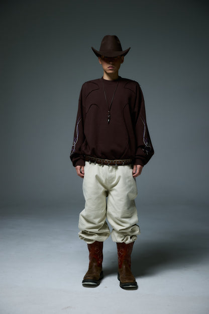 WESTERN FLAME CREWNECK SWEAT / BROWN