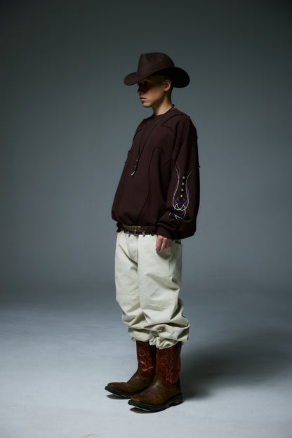 WESTERN FLAME CREWNECK SWEAT / BROWN