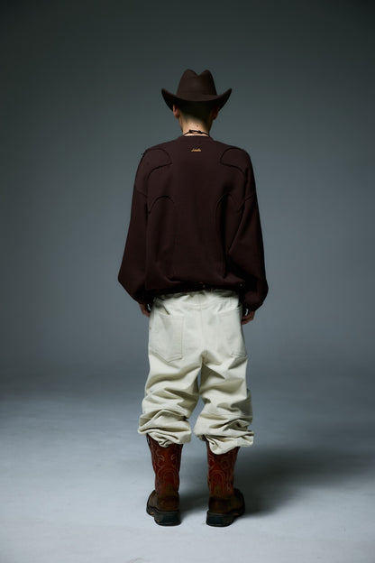WESTERN FLAME CREWNECK SWEAT / BROWN