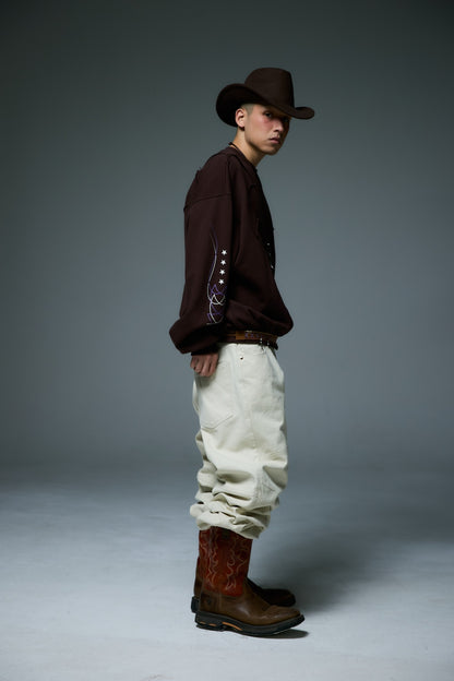 WESTERN FLAME CREWNECK SWEAT / BROWN