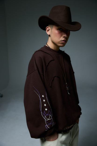 WESTERN FLAME CREWNECK SWEAT / BROWN
