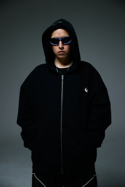 MIDNIGHT ZIP-UP HOOD / BLACK
