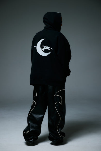 WESTERN FLAME LEATHER TRACK PANTS / BLACK