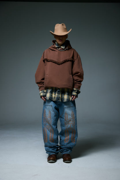 WESTERN FRINGE HOODIE /  BROWN