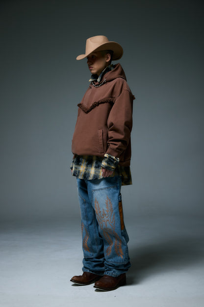 WESTERN FRINGE HOODIE /  BROWN