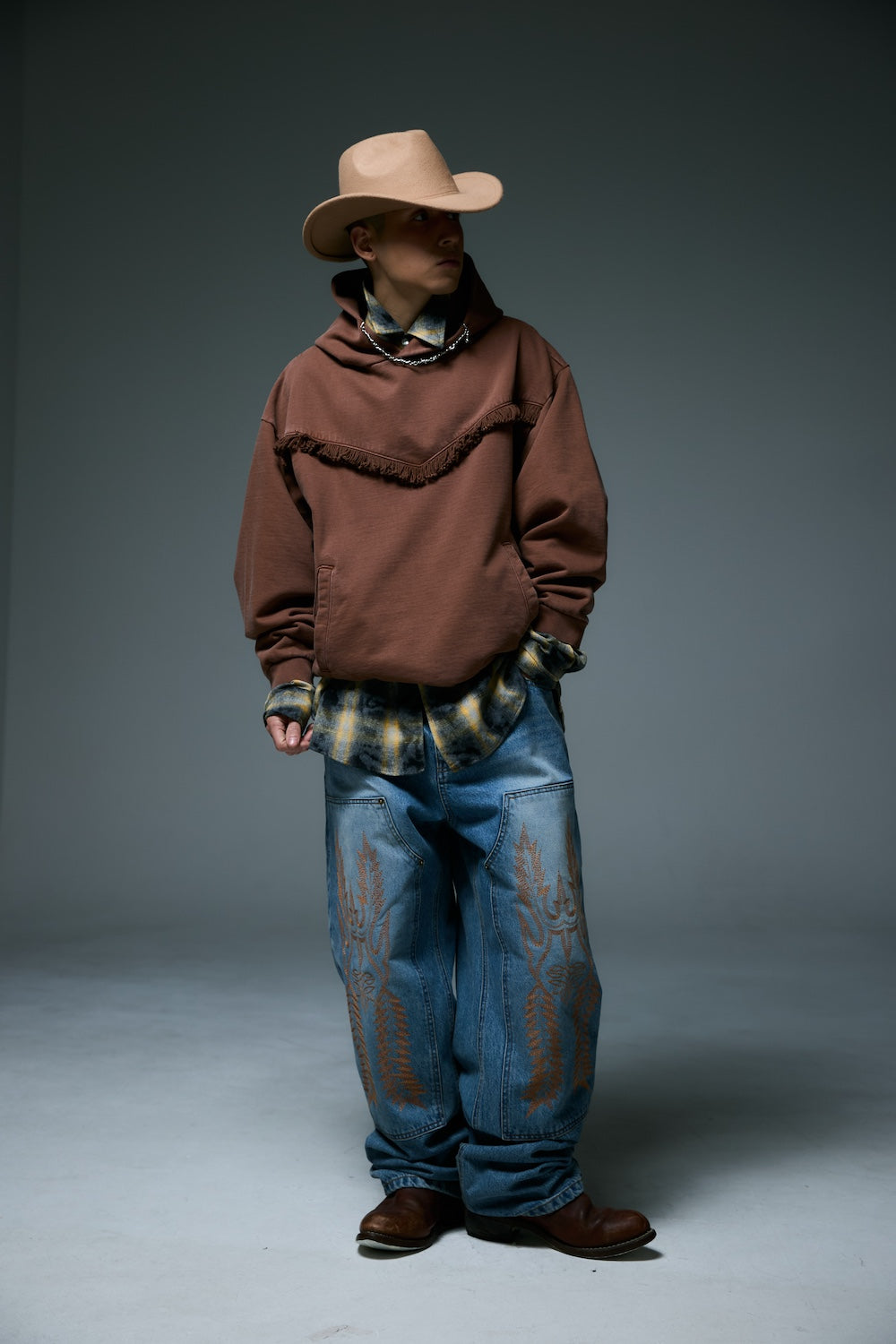 WESTERN DOUBLE KNEE DENIM PANTS / BLUE