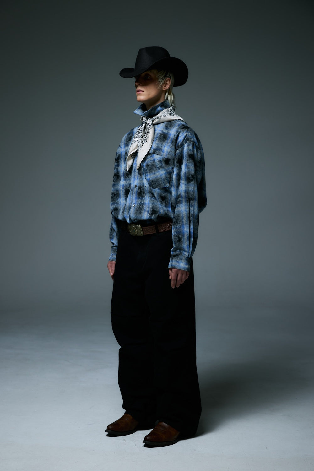WESTERN OMBRE SHIRTS / NAVY