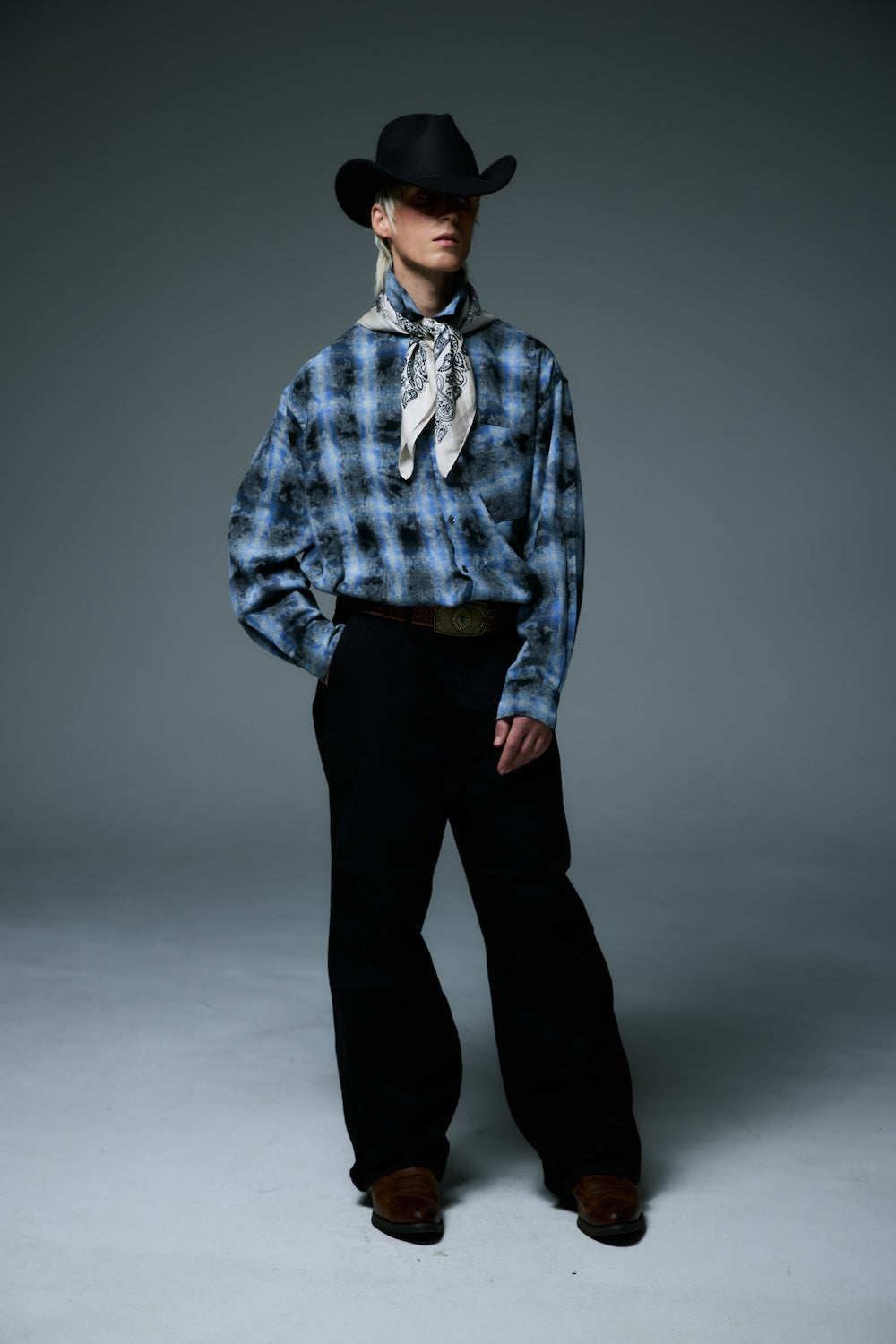 WESTERN OMBRE SHIRTS / NAVY