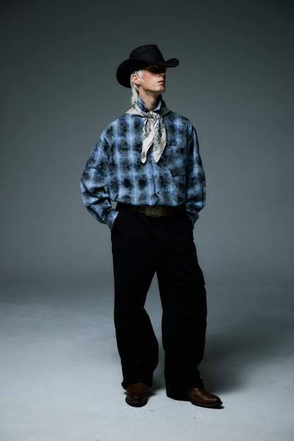WESTERN OMBRE SHIRTS / NAVY