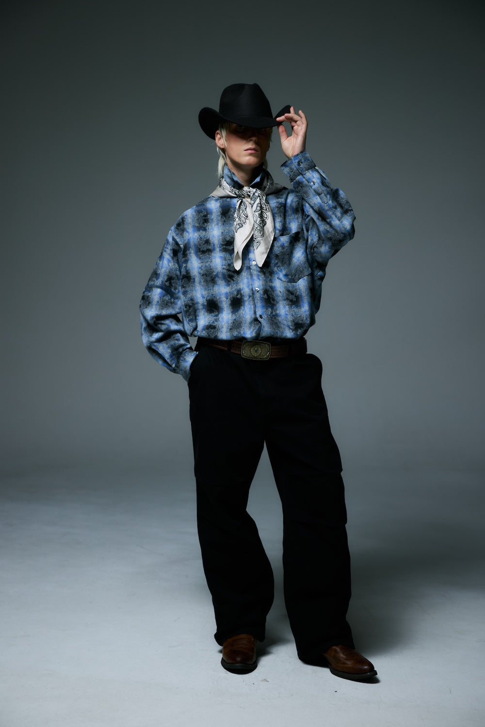 WESTERN OMBRE SHIRTS / NAVY