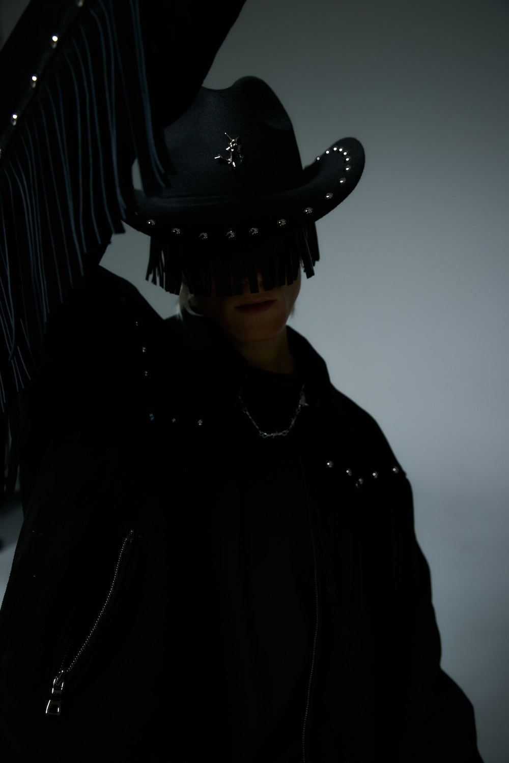WESTERN LEATHER WORK JACKET / BLACK