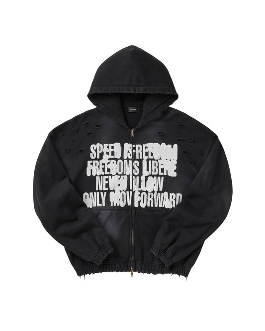FULL SPEED ZIP HOODIE / BLACK