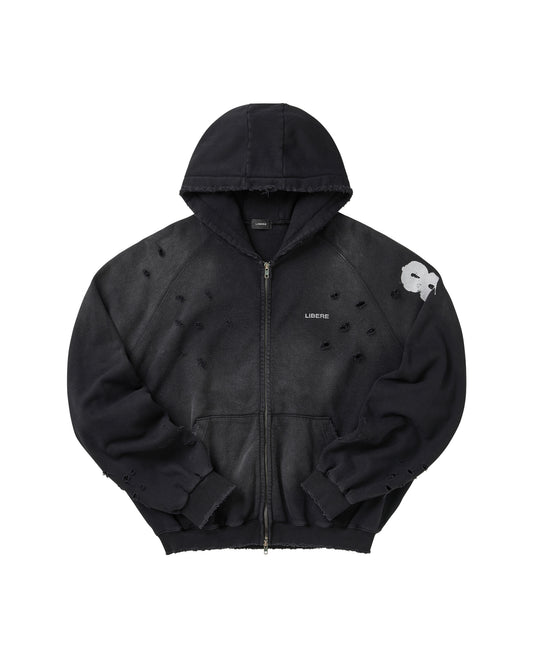 DOUBLE EIGHT SNAKE ZIP HOODIE / BLACK