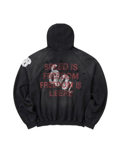 DOUBLE EIGHT SNAKE ZIP HOODIE / BLACK
