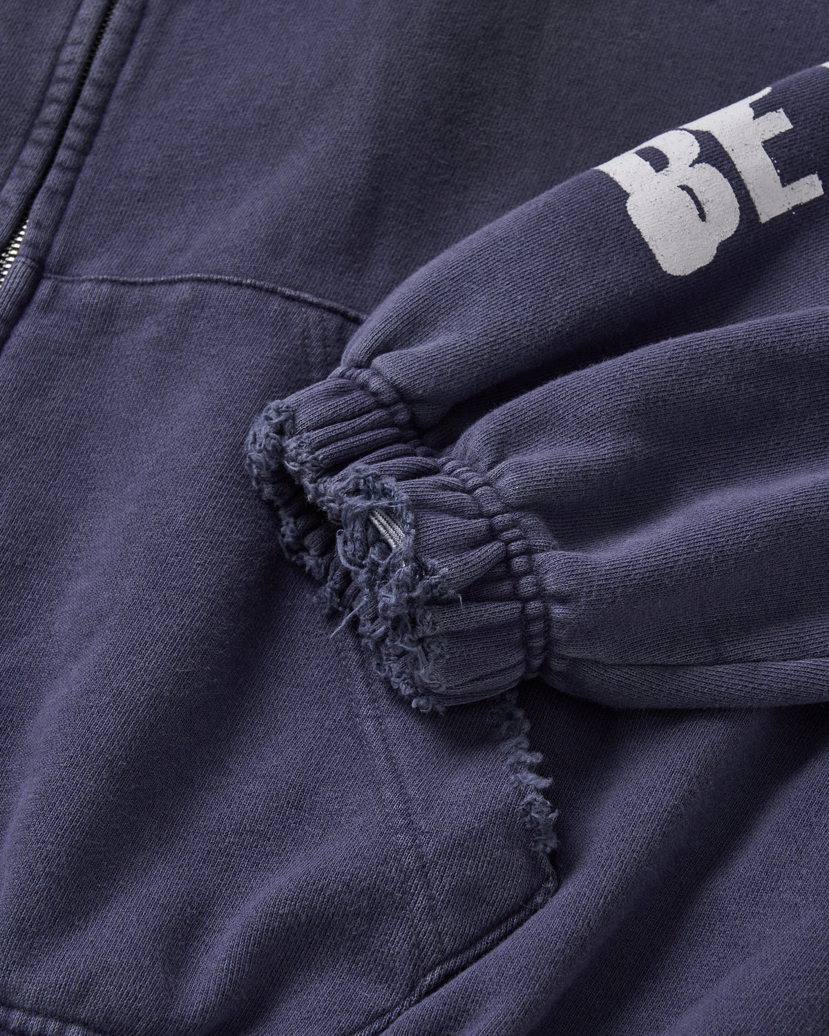 88 DISTRESSED ZIP HOODIE / NAVY