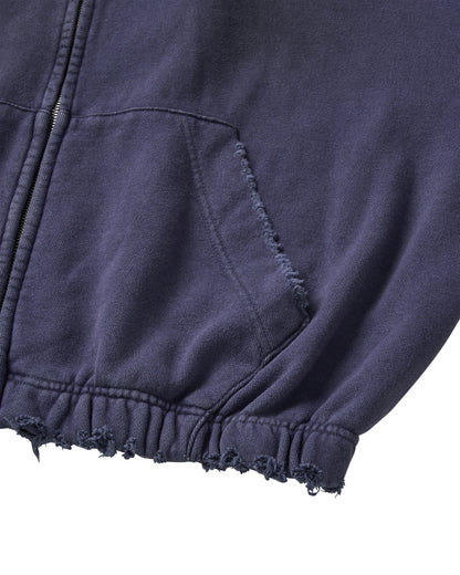 88 DISTRESSED ZIP HOODIE / NAVY