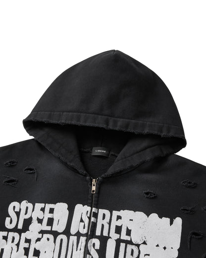 FULL SPEED ZIP HOODIE / BLACK