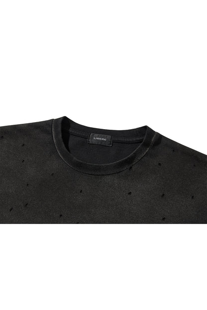 FRINGE LONG SLEEVE T-SHIRTS / BLACK