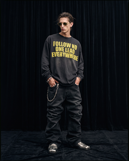 NO FOLLOW LONG SLEEVE T-SHIRT / BLACK