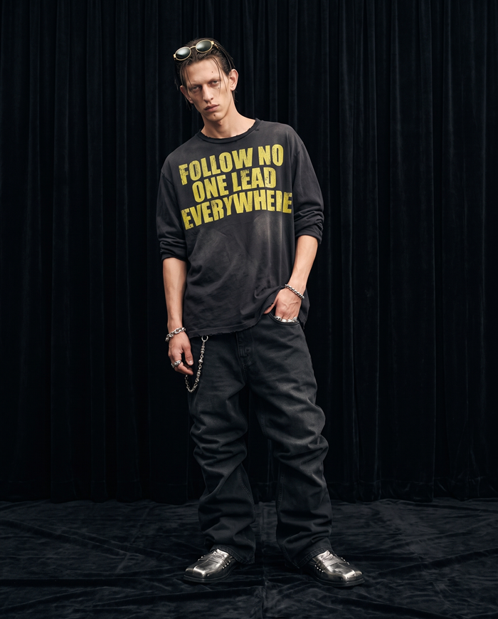NO FOLLOW LONG SLEEVE T-SHIRT / BLACK