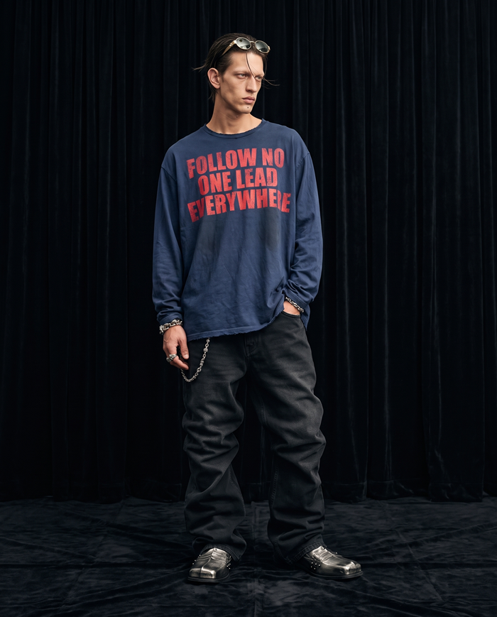 NO FOLLOW LONG SLEEVE T-SHIRT / BLUE