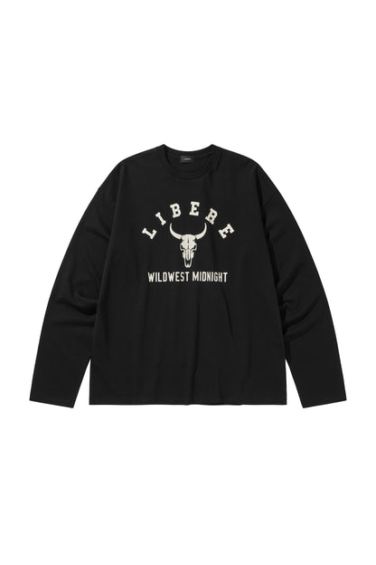 BISON BULL LONG SLEEVE T-SHIRTS / BLACK