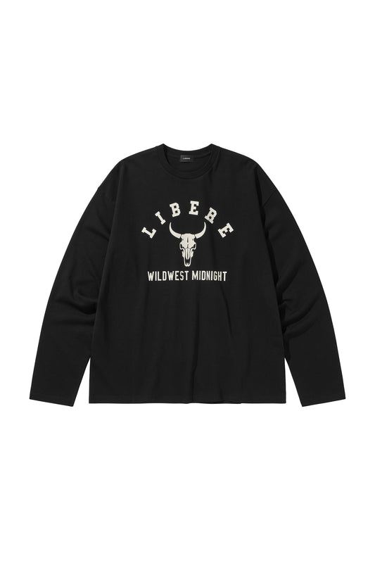 BISON BULL LONG SLEEVE T-SHIRTS / BLACK