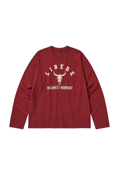 BISON BULL LONG SLEEVE T-SHIRTS / RED