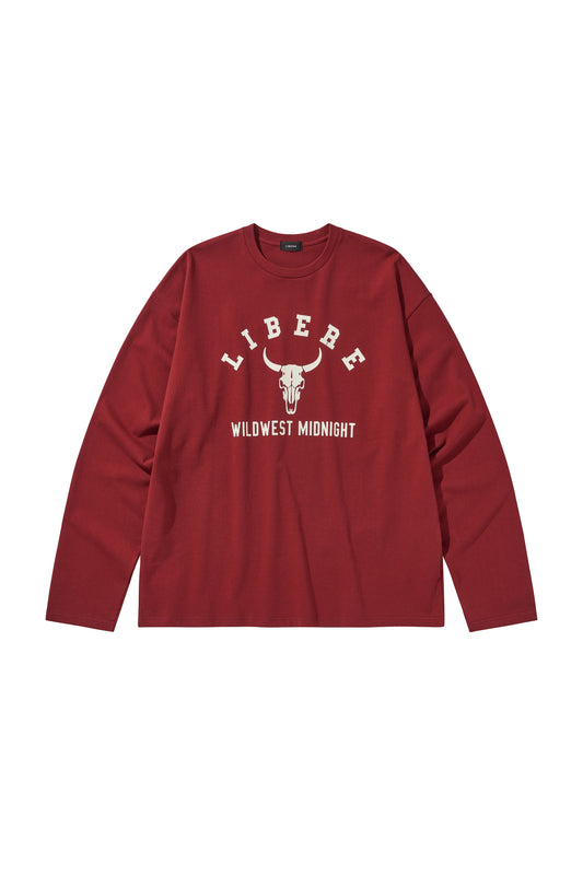 BISON BULL LONG SLEEVE T-SHIRTS / RED
