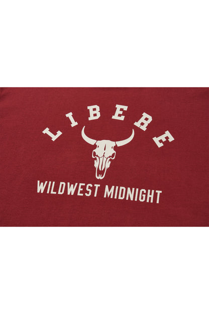 BISON BULL LONG SLEEVE T-SHIRTS / RED
