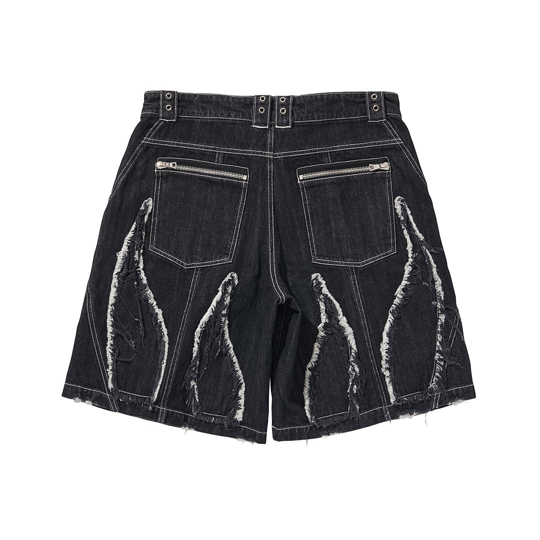 BURNING DENIM SHORTS