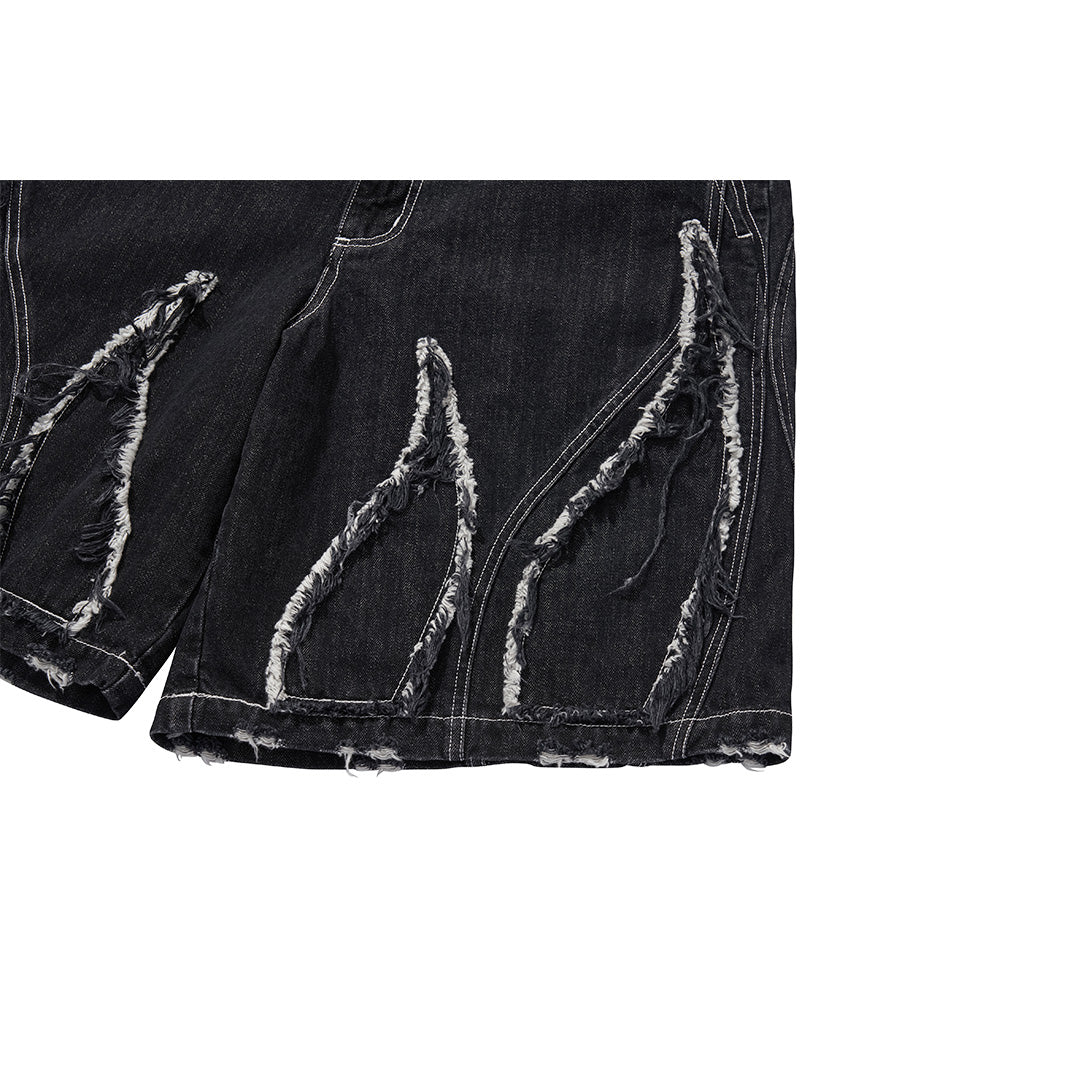 BURNING DENIM SHORTS