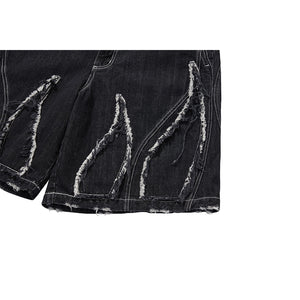 BURNING DENIM SHORTS