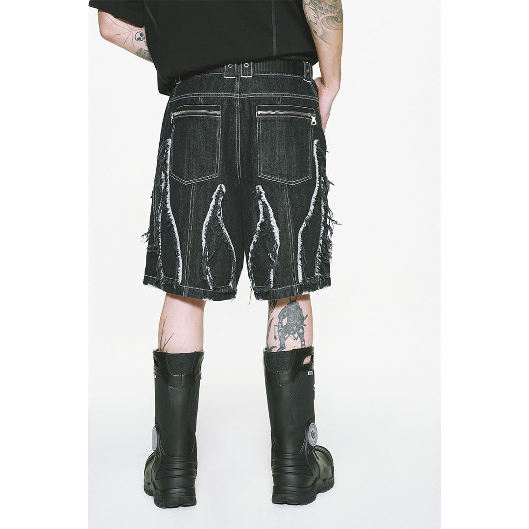 BURNING DENIM SHORTS