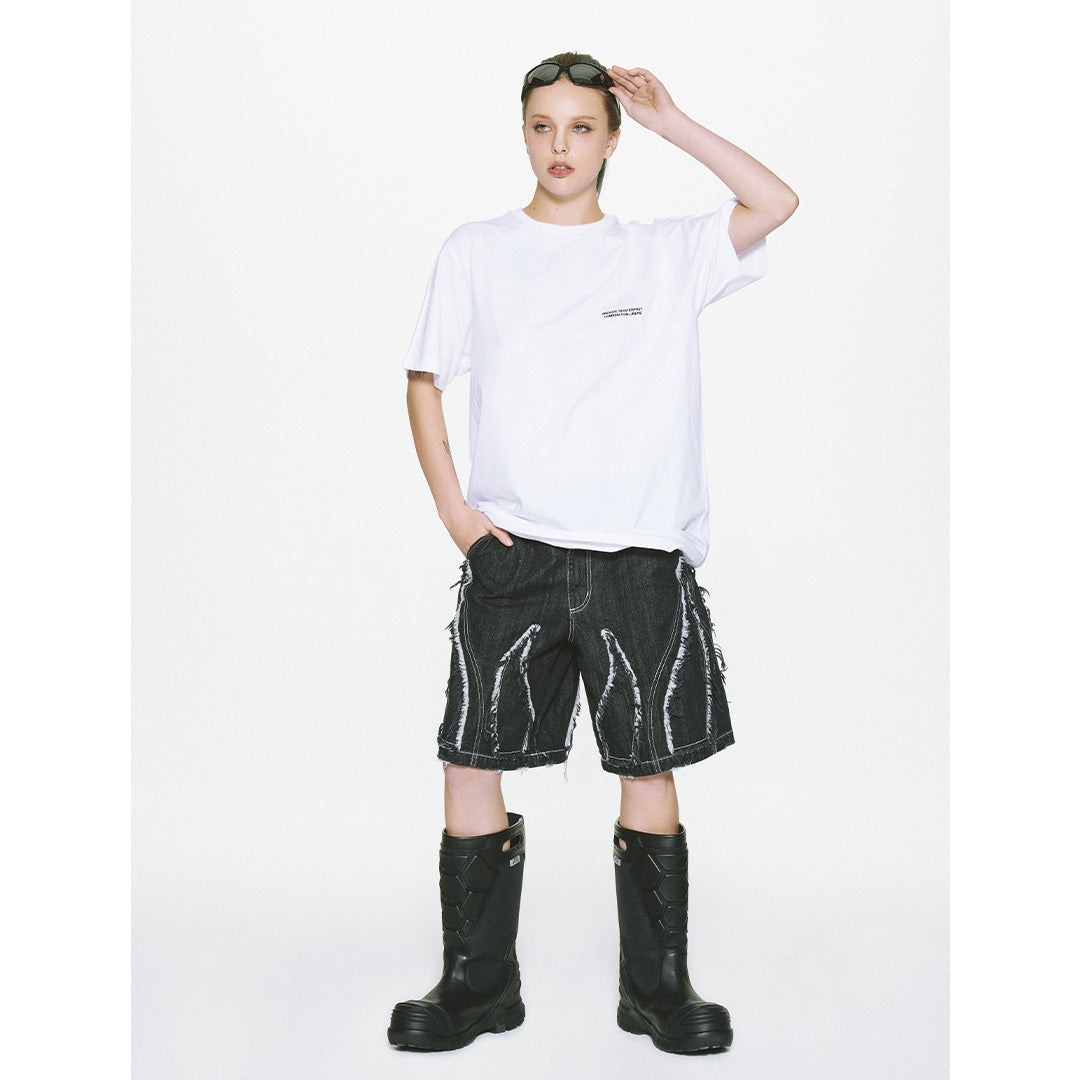 BURNING DENIM SHORTS