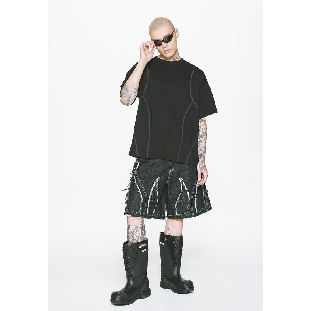 BURNING DENIM SHORTS