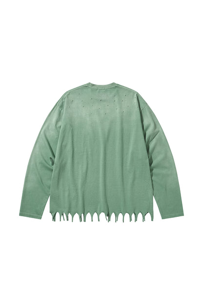 FRINGE LONG SLEEVE T-SHIRTS / GREEN