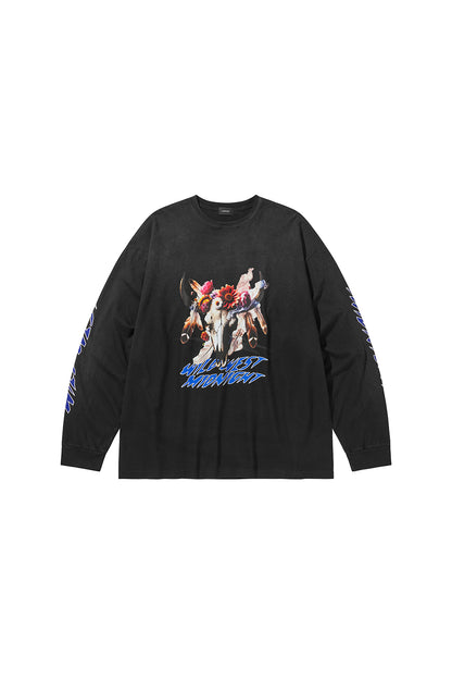 MIDNIGHT BISON LONG SLEEVE T-SHIRTS / BLACK